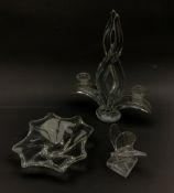 A Vannes French Art Glass candlestick, modelled in the form of a flame with twin branches, H8.5cm, t