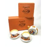 A limited edition Wedgwood Clarice Cliff Tea For Two set, comprising teapot, and two teacups and sau