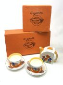 A limited edition Wedgwood Clarice Cliff Tea For Two set, comprising teapot, and two teacups and sau