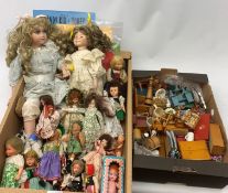 A Hamilton Collection doll, together with other examples, and a quantity of assorted dolls house fur