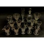 A group of drinking glasses, to include a number of 18th century style and later examples, one examp