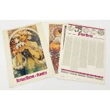 After Alfons Mucha, a folio containing ten facsimile edition of Art Nouveau prints, 60cm x 41cm.