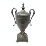 Pewter tea urn, H48cm