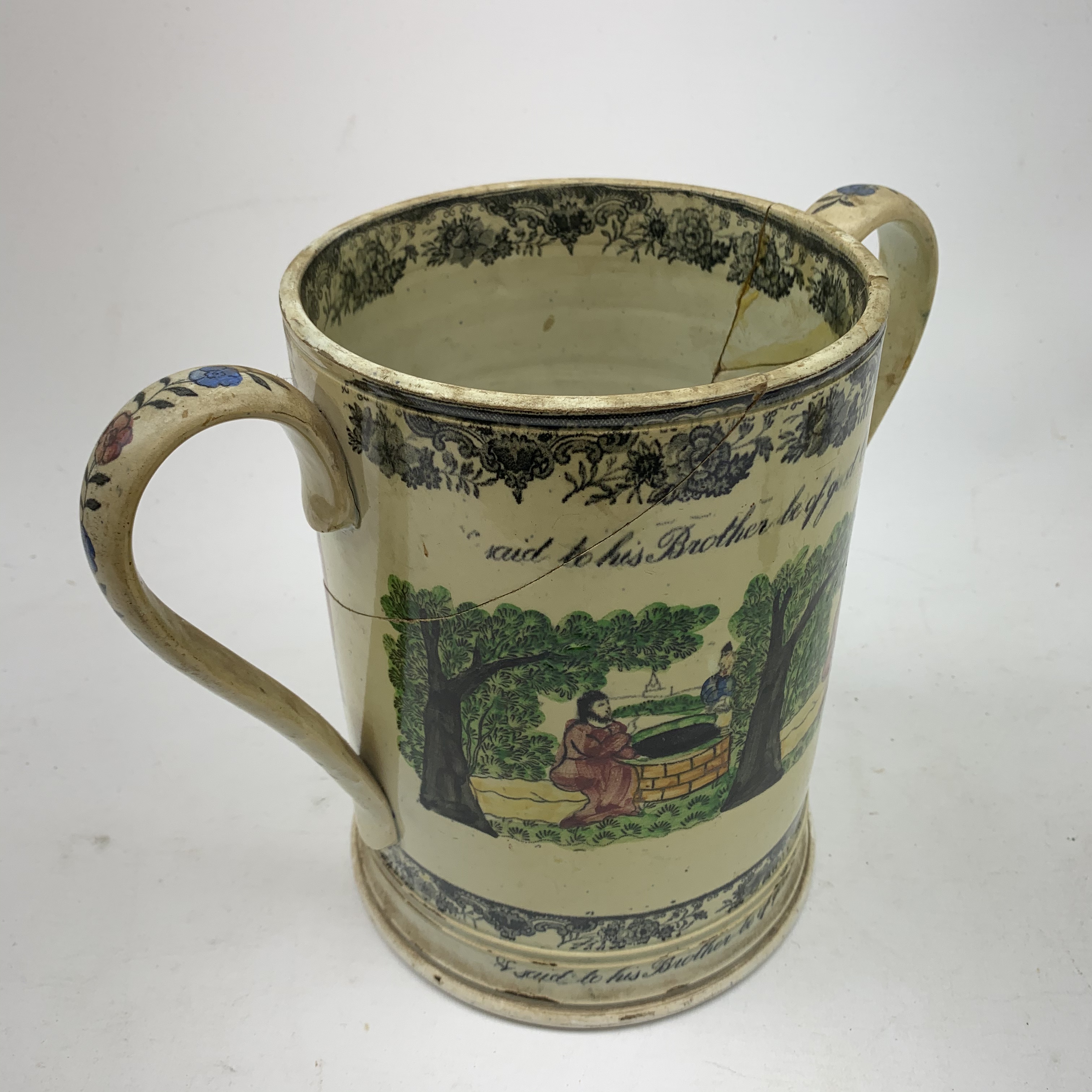 A large 19th century Staffordshire loving cup, detailed 'The Real Cabinet of Friendship Justice and - Image 18 of 27