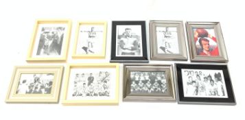 A group of football related autographed prints, comprising eight examples signed by Leeds United foo