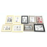 A group of football related autographed prints, comprising eight examples signed by Leeds United foo