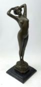 After D H Chiparus, an Art Deco style bronze modelled as a nude female figure, raised upon a stepped