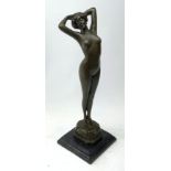 After D H Chiparus, an Art Deco style bronze modelled as a nude female figure, raised upon a stepped