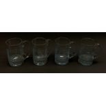 Four Stromberg Scandinavian Art Glass tankards, each signed and numbered, each approximately H14cm.