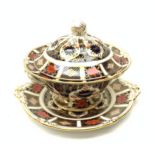 A Royal Crown Derby Imari 1128 twin handled tureen and cover with acorn finial, together with accomp