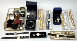 A collection of vintage and later costume jewellery including brooches, earrings, and rings, togethe