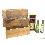 Empty Wine boxes - Chateau Giscours Margaux, Grand Vin Du Leoville, etc, Empty bottles - Chateau Mou