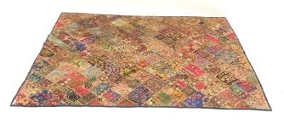 Large Indian Rajasthan embroidered patchwork panel, 179cm x 225cm