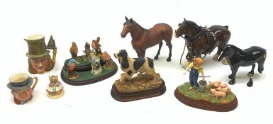 Three Beswick horses comprising: 'The Winner' no. 2421, Shire Horse and Dale Pony (a/f), Border Fin