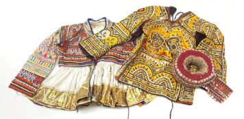 Indian Kutch Children's dress and blouse, heavily embroidered in metallic and bright thread and matc