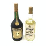 Booth's Finest Dry Gin 70% Proof, 1963 & a bottle of Martell Medaillon Cognac, 1 ltr (2)