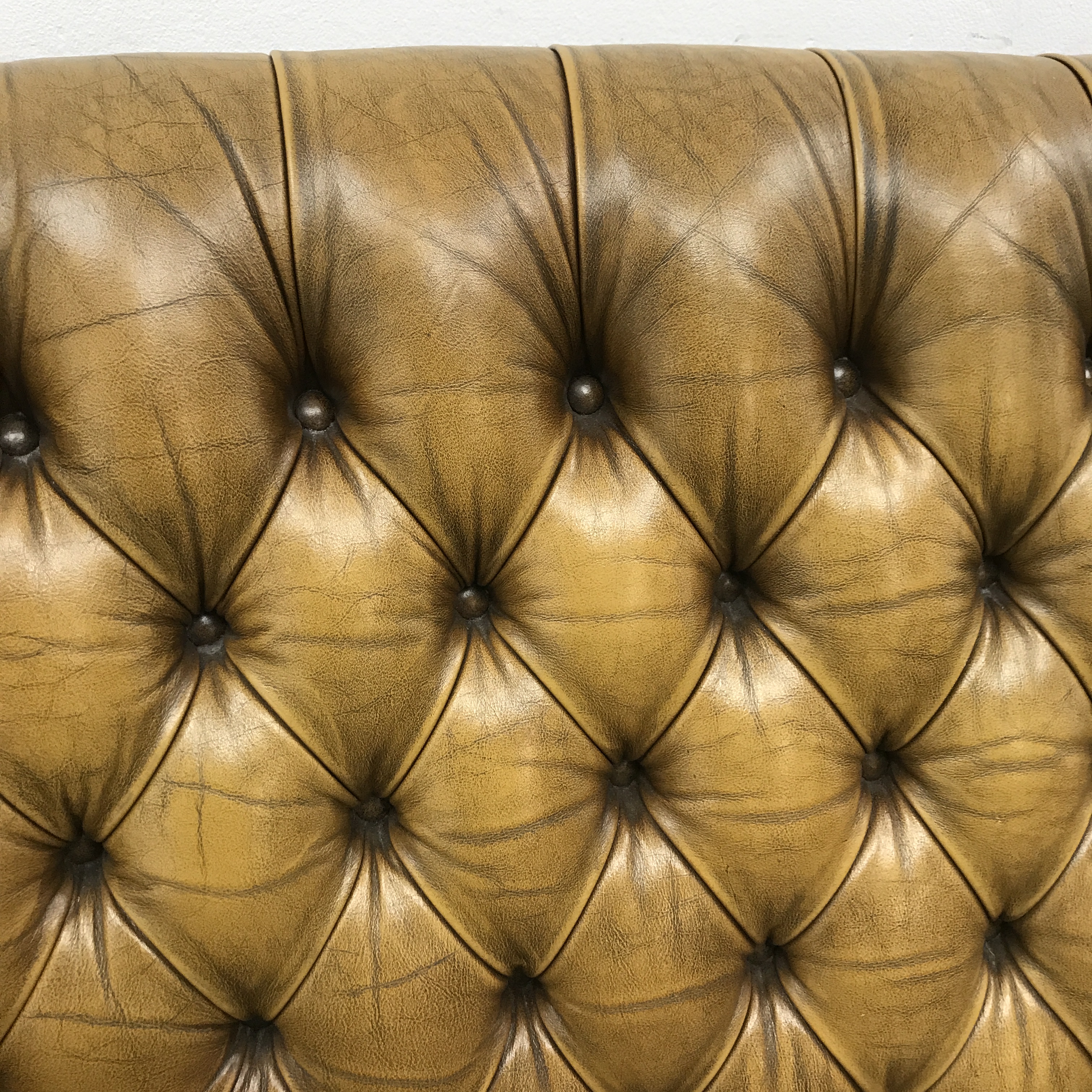 Pegasus three seat sofa upholstered in deeply buttoned antique brown leather, W185cm - Image 12 of 12