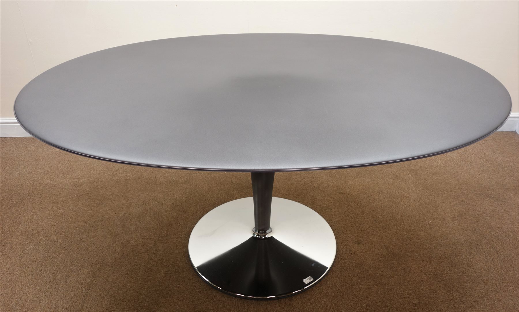 Magis Bombo Anthracite oval dining table, tulip style chrome finish base (W170cm, H76cm,D110cm) and - Image 5 of 10