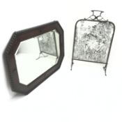 Early 20th century oak mirror with bevel edged glass (W82cm, H57cm) and an arts and crafts style fir