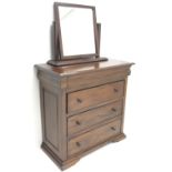Willis & Gambier French cherry wood chest, single frieze and three drawers, plinth base (W105cm, H10