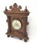 Late 19th century American 'Gingerbread' clock, twin train Ansonia movement striking on coil, H47cm