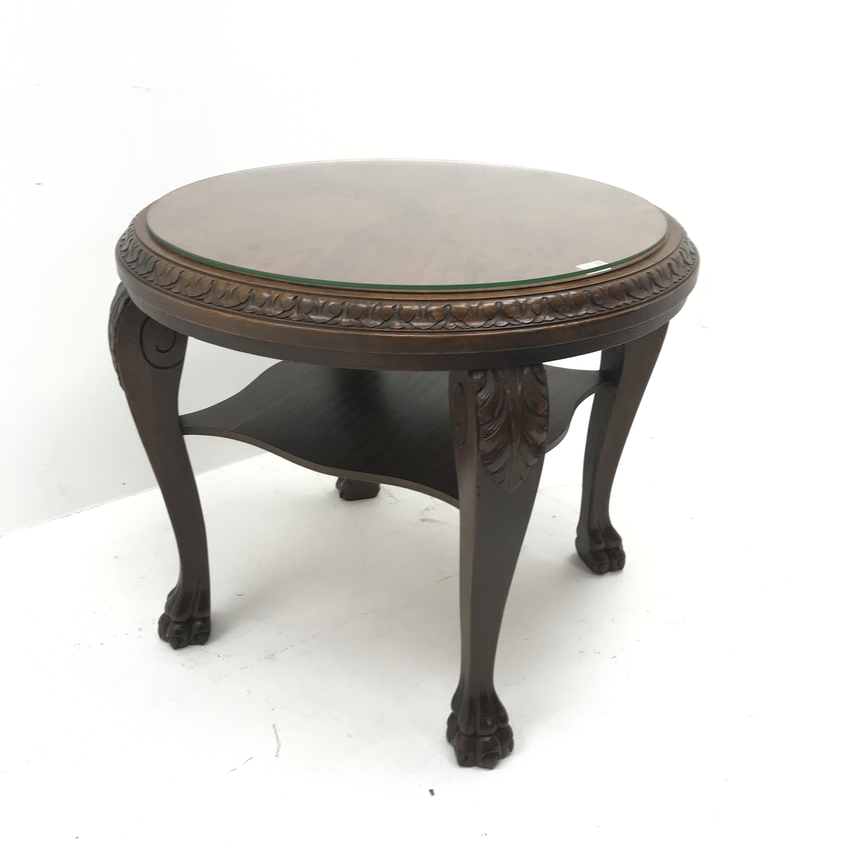 Georgian style walnut and oak occasional table, acanthus carved cabriole legs with hairy paw feet, D - Image 10 of 10