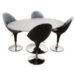 Magis Bombo Anthracite oval dining table, tulip style chrome finish base (W170cm, H76cm,D110cm) and