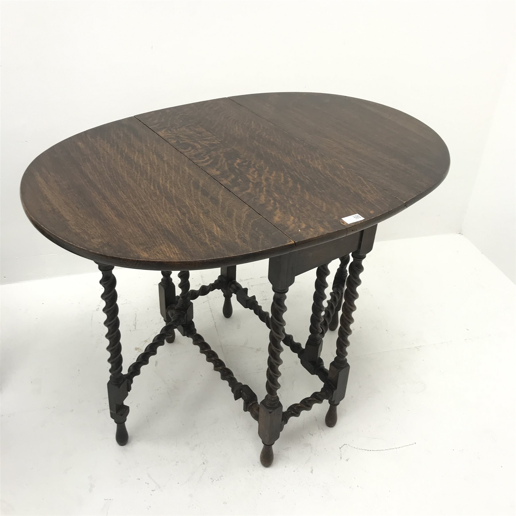 Early 20th century oak three tier trolley, single drawer, barley twist supports (W65cm, H81cm, D40cm - Image 4 of 8