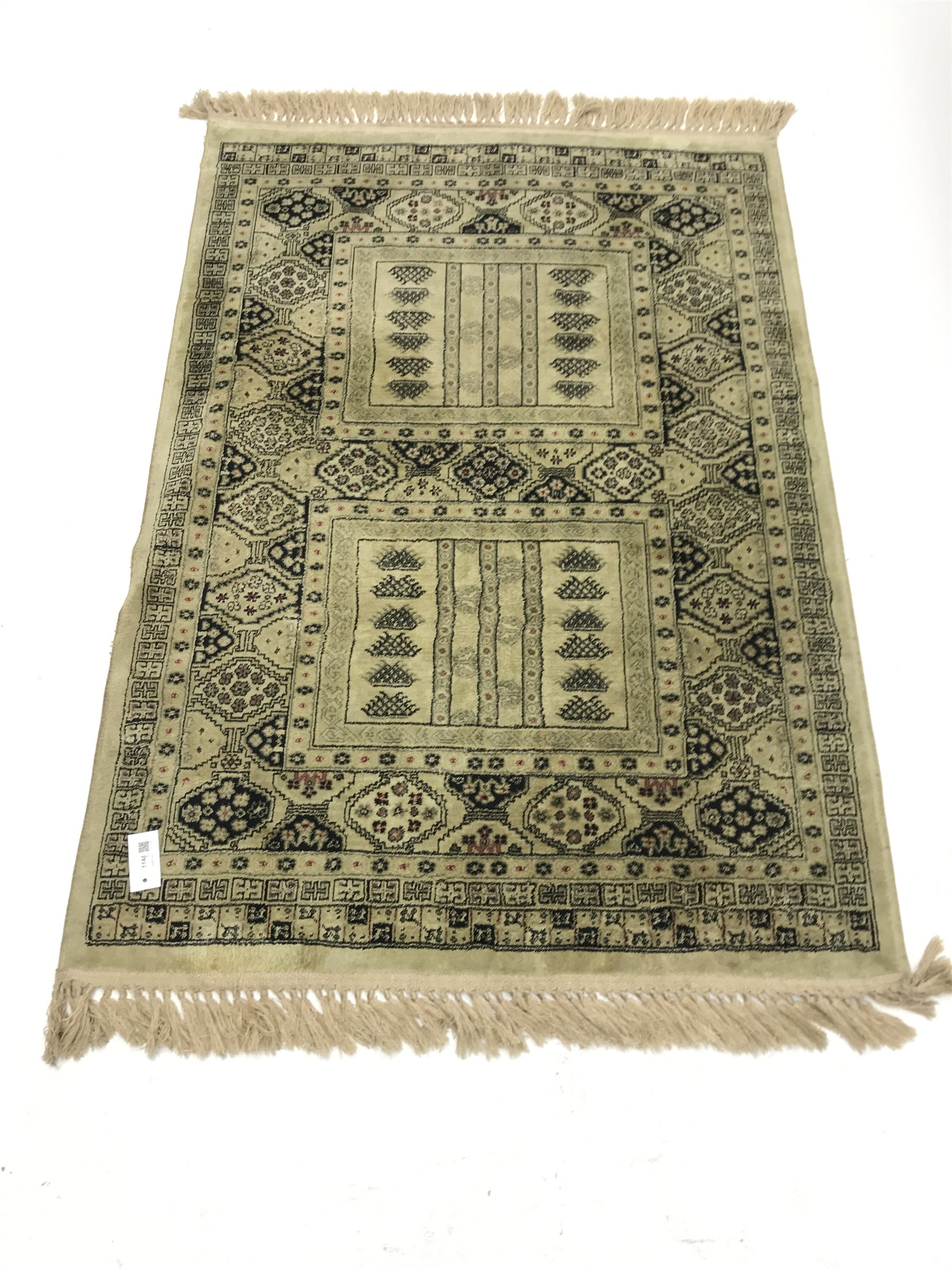 Persian design lime ground rug, repeating border, 140cm x 98cm - Image 2 of 6