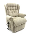 Sherborne electric rising and reclining armchair, upholstered in neutral fabric, W80cm