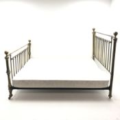 Victorian style antique brass 6' And So To bed' SuperKing bed stead, box base, W175cm, H140cm, L216c