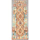 Chobi Kilim multi-coloured runner rug, 204cm x 66cm