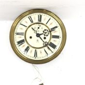 Early 20th century Gustav Becker clock movement, enamel Roman dial with subsidiary seconds dial, bac