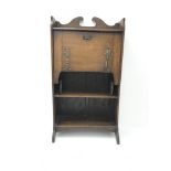 Art Nouveau period oak writing desk with decorative anodised strap hinges, retailed by Denby & Spink