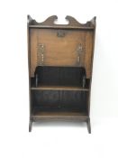 Art Nouveau period oak writing desk with decorative anodised strap hinges, retailed by Denby & Spink