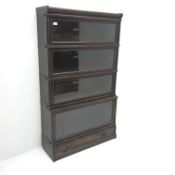 Early 20th century Globe Wernicke oak four tier sectional library bookcase, single drawer, W87cm, H1