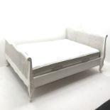 French style white 4� 6� double bedstead, canework panel head and foot boards (W157cm, H105cm, L200c