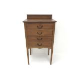 Edwardian mahogany music cabinet, raised back, four fall front drawers on square tapering supports,