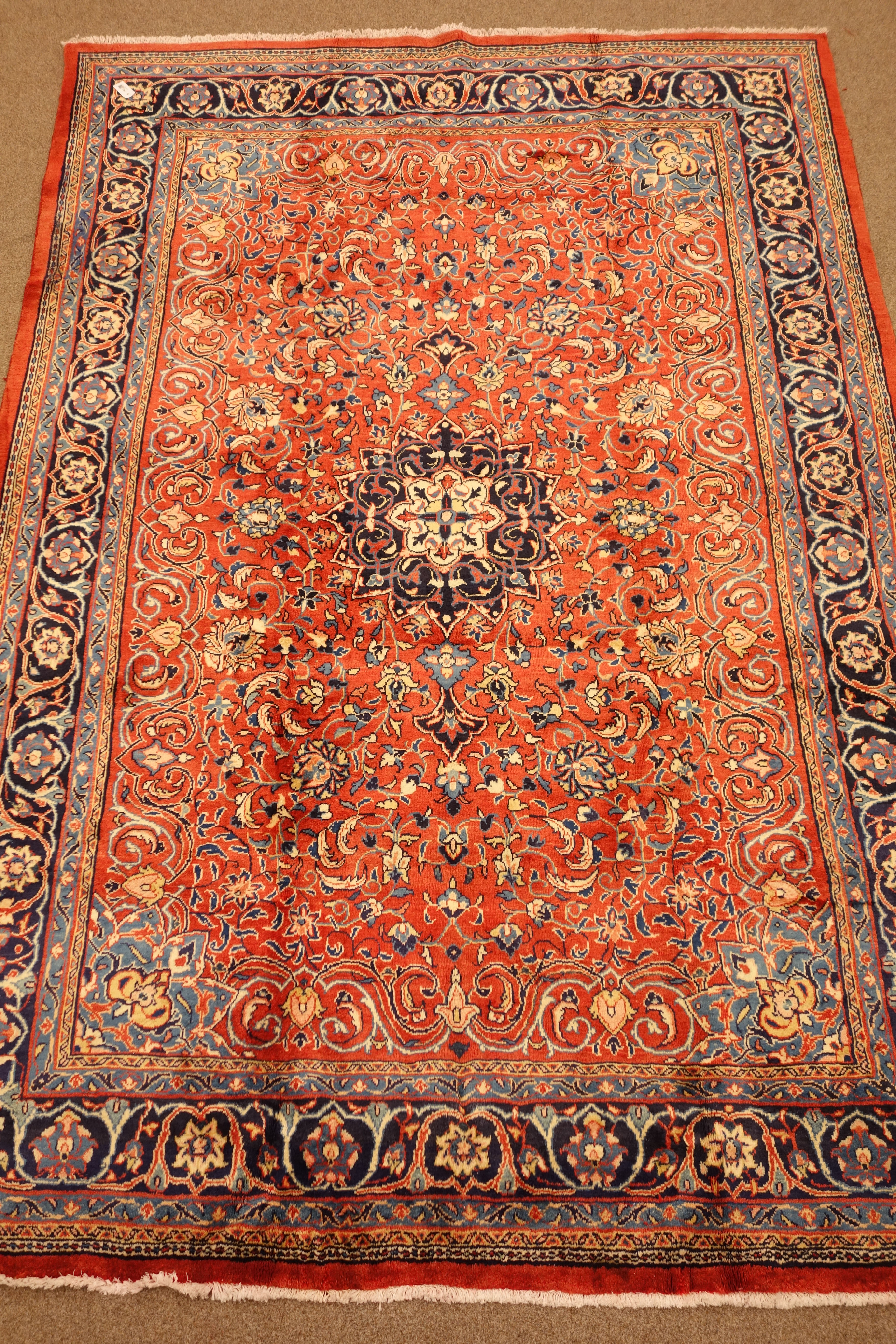 Mahal red ground rug, central medallion with floral field, 360cm x 238cm