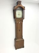 Early 19th century longcase clock, oak cased with mahogany and rosewood banding, eight day movement