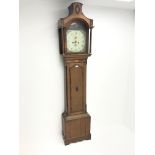 Early 19th century longcase clock, oak cased with mahogany and rosewood banding, eight day movement