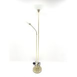 Gold finish up lighter with adjustable reading lamp, H181cm