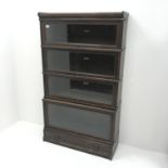 Early 20th century Globe Wernicke oak four tier sectional library bookcase, single drawer, W87cm, H1