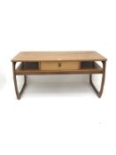 Parker Knoll teak coffee table with through drawer (107cm x 46 cm, H50cm), and a matching nest of th