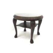 Georgian style walnut and oak occasional table, acanthus carved cabriole legs with hairy paw feet, D