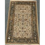 Kashan beige ground rug, central medallion, 215cm x 138cm