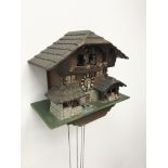 Large contemporary Swiss Chalet type cuckoo clock, W40cm