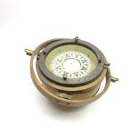 Einar Weilbach & Co Copenhagen Denmark ship's brass cased compass with gimbal mount, no. A231, seria