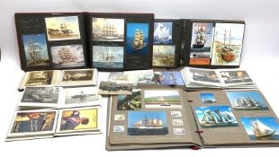 Seven albums of maritime and shipping postcards and paper ephemera, predominantly second half of 20