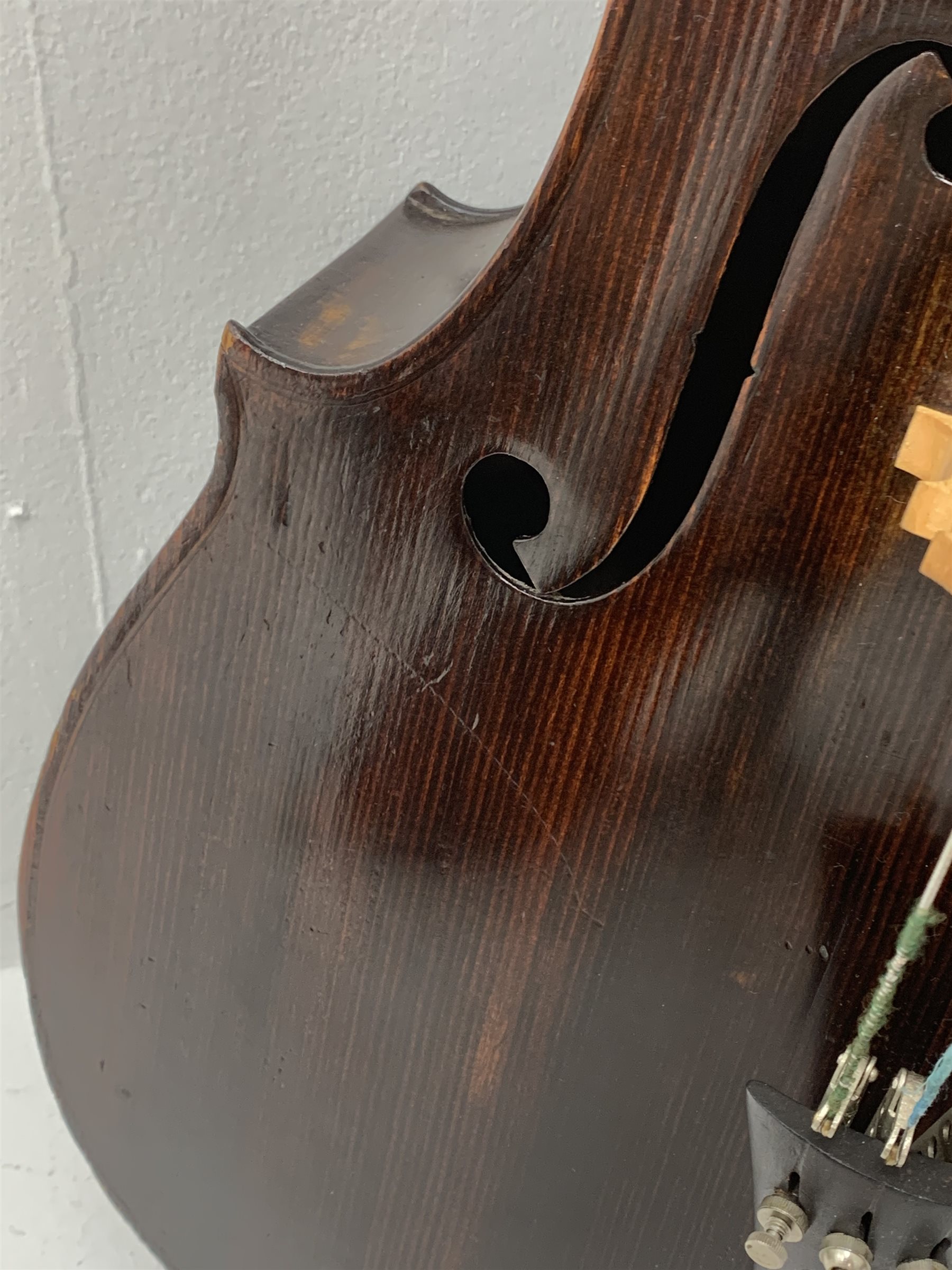 Early 20th century French Mirecourt cello with 76cm two-piece maple back and ribs and spruce top, b - Image 9 of 10